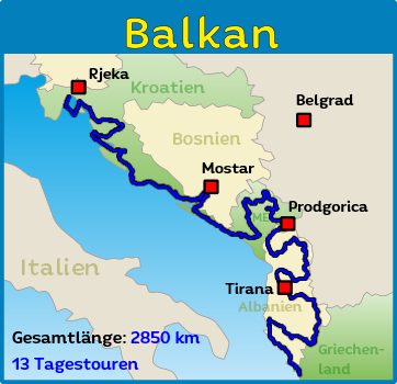 Motorradtour durch den Balkan -Kroatien - Bosnien - Montenegro - Albanien - Griechenland