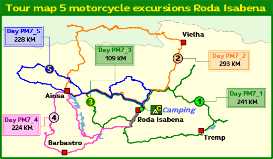 Tour map 5 Motorcycle excursions Roda Isabena