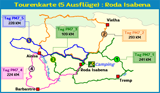 Tourenkarte 5 Motorradausflüge Roda Isabena Tourenkarte 5 Motorradausflüge Roda Isabena